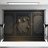 Aperturee Aperturee Elegant Gray Wall Photography Backdrop with Gold Sun Moon and Stars Classic Molding Panel Studio Photo Prop